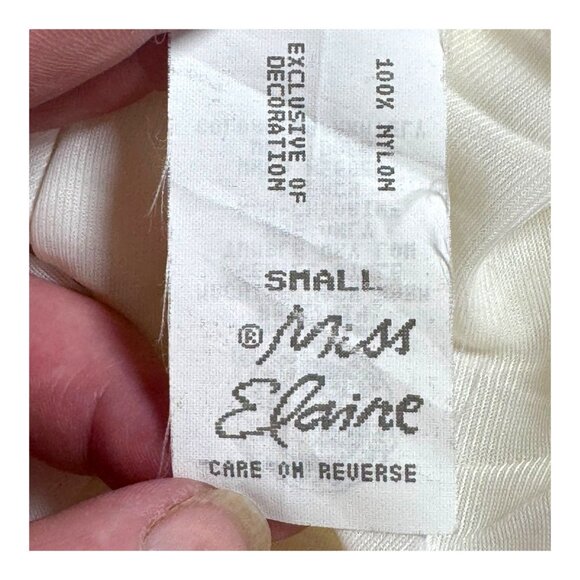 VTG Miss Elaine Small Ivory Nylon Lace Trimmed Sleeveless Nightgown Made In USA - Picture 5 of 6
